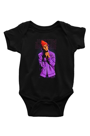 Justin Bieber Siyah Bebek Body - Zıbın