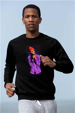 Justin Bieber Siyah Unisex Sweatshirt