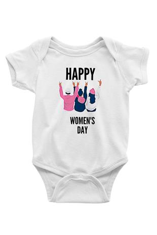Kadınlar Günü Baskılı Beyaz Unisex Bebek Body - Zıbın