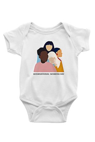 Kadınlar Günü Baskılı Beyaz Unisex Bebek Body - Zıbın