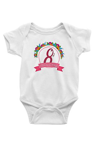 Kadınlar Günü Baskılı Beyaz Unisex Bebek Body - Zıbın