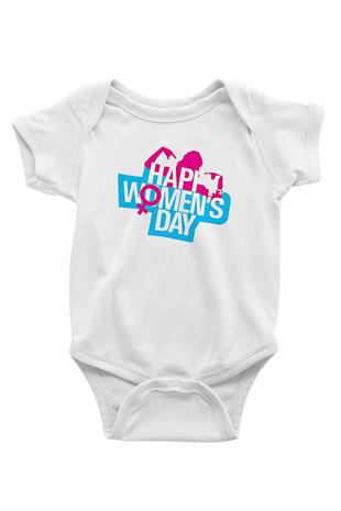 Kadınlar Günü Baskılı Beyaz Unisex Bebek Body - Zıbın