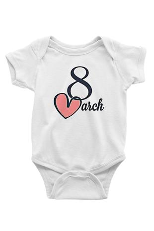 Kadınlar Günü Baskılı Beyaz Unisex Bebek Body - Zıbın