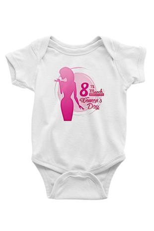 Kadınlar Günü Baskılı Beyaz Unisex Bebek Body - Zıbın