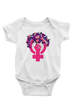 Kadınlar Günü Baskılı Beyaz Unisex Bebek Body - Zıbın