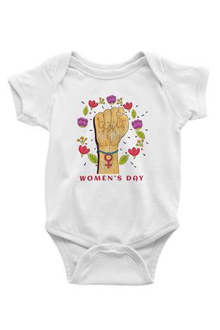 Kadınlar Günü Baskılı Beyaz Unisex Bebek Body - Zıbın
