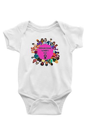 Kadınlar Günü Baskılı Beyaz Unisex Bebek Body - Zıbın