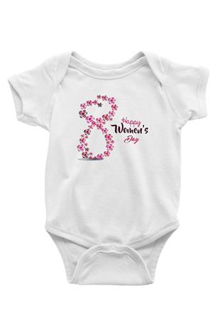 Kadınlar Günü Baskılı Beyaz Unisex Bebek Body - Zıbın
