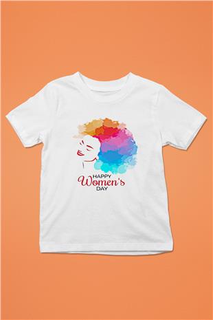 Kadınlar Günü Baskılı Beyaz Unisex Beyaz Çocuk Tişört - Tshirt