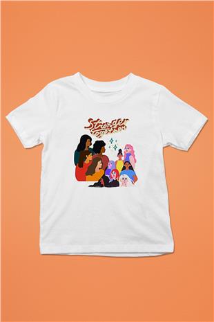 Kadınlar Günü Baskılı Beyaz Unisex Beyaz Çocuk Tişört - Tshirt