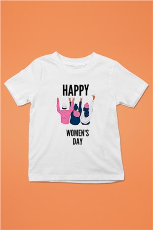 Kadınlar Günü Baskılı Beyaz Unisex Beyaz Çocuk Tişört - Tshirt