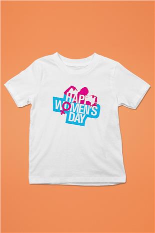 Kadınlar Günü Baskılı Beyaz Unisex Beyaz Çocuk Tişört - Tshirt