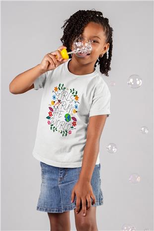 Kadınlar Günü Baskılı Beyaz Unisex Beyaz Çocuk Tişört - Tshirt