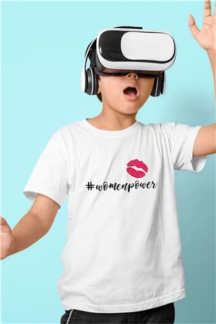 Kadınlar Günü Baskılı Beyaz Unisex Beyaz Çocuk Tişört - Tshirt