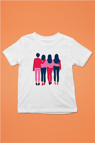 Kadınlar Günü Baskılı Beyaz Unisex Beyaz Çocuk Tişört - Tshirt