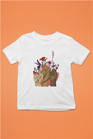 Kadınlar Günü Baskılı Beyaz Unisex Beyaz Çocuk Tişört - Tshirt