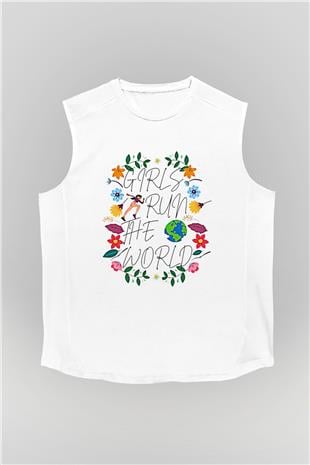 Kadınlar Günü Baskılı Beyaz Unisex Kolsuz Tişört - Tshirt