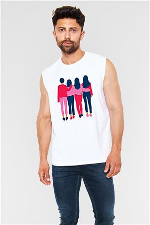 Kadınlar Günü Baskılı Beyaz Unisex Kolsuz Tişört - Tshirt