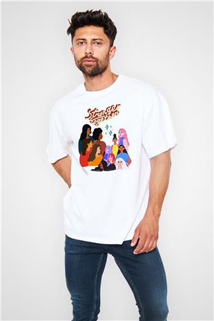 Kadınlar Günü Baskılı Beyaz Unisex Oversize Tişört - Tshirt