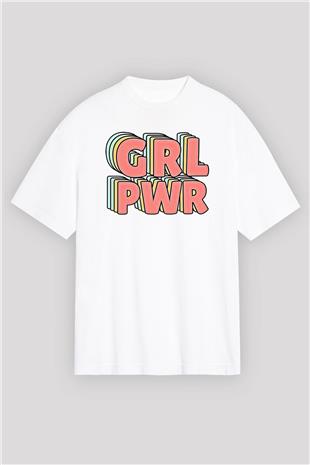 Kadınlar Günü Baskılı Beyaz Unisex Oversize Tişört - Tshirt
