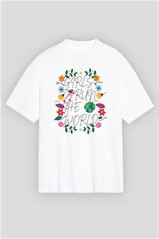 Kadınlar Günü Baskılı Beyaz Unisex Oversize Tişört - Tshirt