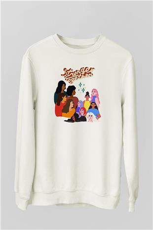 Kadınlar Günü Baskılı Beyaz Unisex Sweatshirt