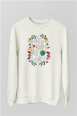 Kadınlar Günü Baskılı Beyaz Unisex Sweatshirt