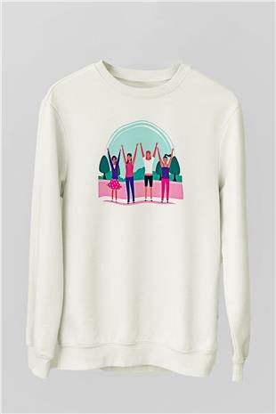 Kadınlar Günü Baskılı Beyaz Unisex Sweatshirt