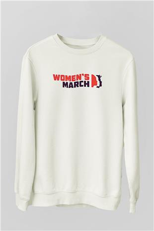 Kadınlar Günü Baskılı Beyaz Unisex Sweatshirt