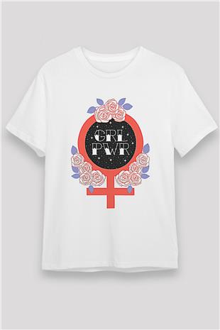 Kadınlar Günü Baskılı Unisex Beyaz Tişört - Tshirt