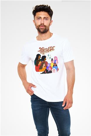 Kadınlar Günü Baskılı Unisex Beyaz Tişört - Tshirt