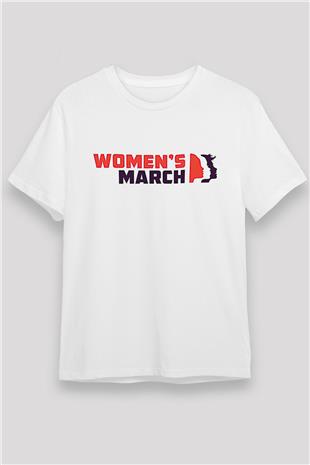 Kadınlar Günü Baskılı Unisex Beyaz Tişört - Tshirt
