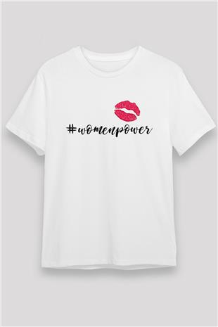 Kadınlar Günü Baskılı Unisex Beyaz Tişört - Tshirt