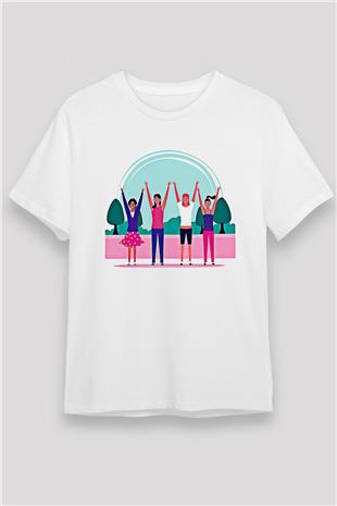 Kadınlar Günü Baskılı Unisex Beyaz Tişört - Tshirt