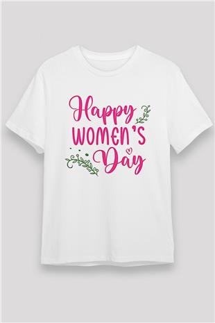 Kadınlar Günü Baskılı Unisex Beyaz Tişört - Tshirt