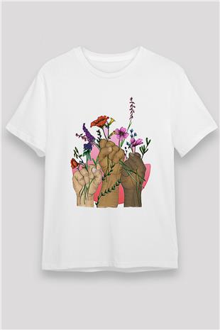 Kadınlar Günü Baskılı Unisex Beyaz Tişört - Tshirt