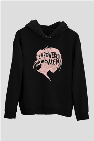 Kadınlar Günü Baskılı Unisex Siyah Hoodie