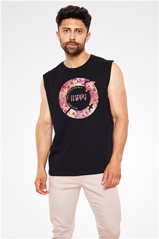 Kadınlar Günü Baskılı Unisex Siyah Kolsuz Tişört - Tshirt