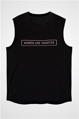 Kadınlar Günü Baskılı Unisex Siyah Kolsuz Tişört - Tshirt