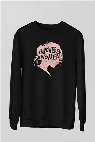 Kadınlar Günü Baskılı Unisex Siyah Sweatshirt