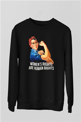 Kadınlar Günü Baskılı Unisex Siyah Sweatshirt