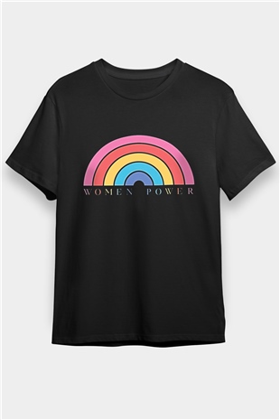 Kadınlar Günü Baskılı Unisex Siyah Tişört - Tshirt