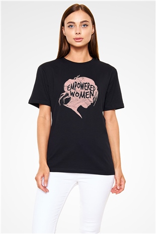Kadınlar Günü Baskılı Unisex Siyah Tişört - Tshirt