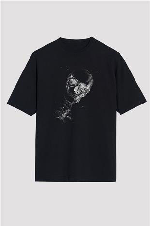 Kafatası Anatomi Baskılı Unisex Oversize Tişört - Tshirt