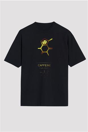 Kafein Molekülü Baskılı Unisex Oversize Tişört - Tshirt