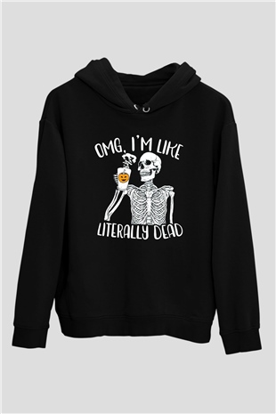 Kahve İçen İskeletSiyah  Unisex Hoodie