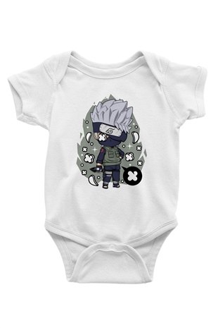 Kakashi Baskılı Beyaz Unisex Bebek Body - Zıbın