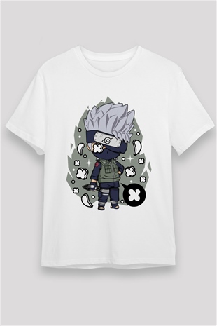 Kakashi Baskılı Beyaz Unisex Tişört