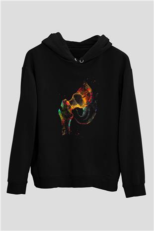 Kalça Eklemi Baskılı Unisex Siyah Hoodie