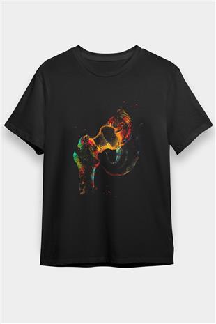 Kalça Eklemi Baskılı Unisex Siyah Tişört - Tshirt